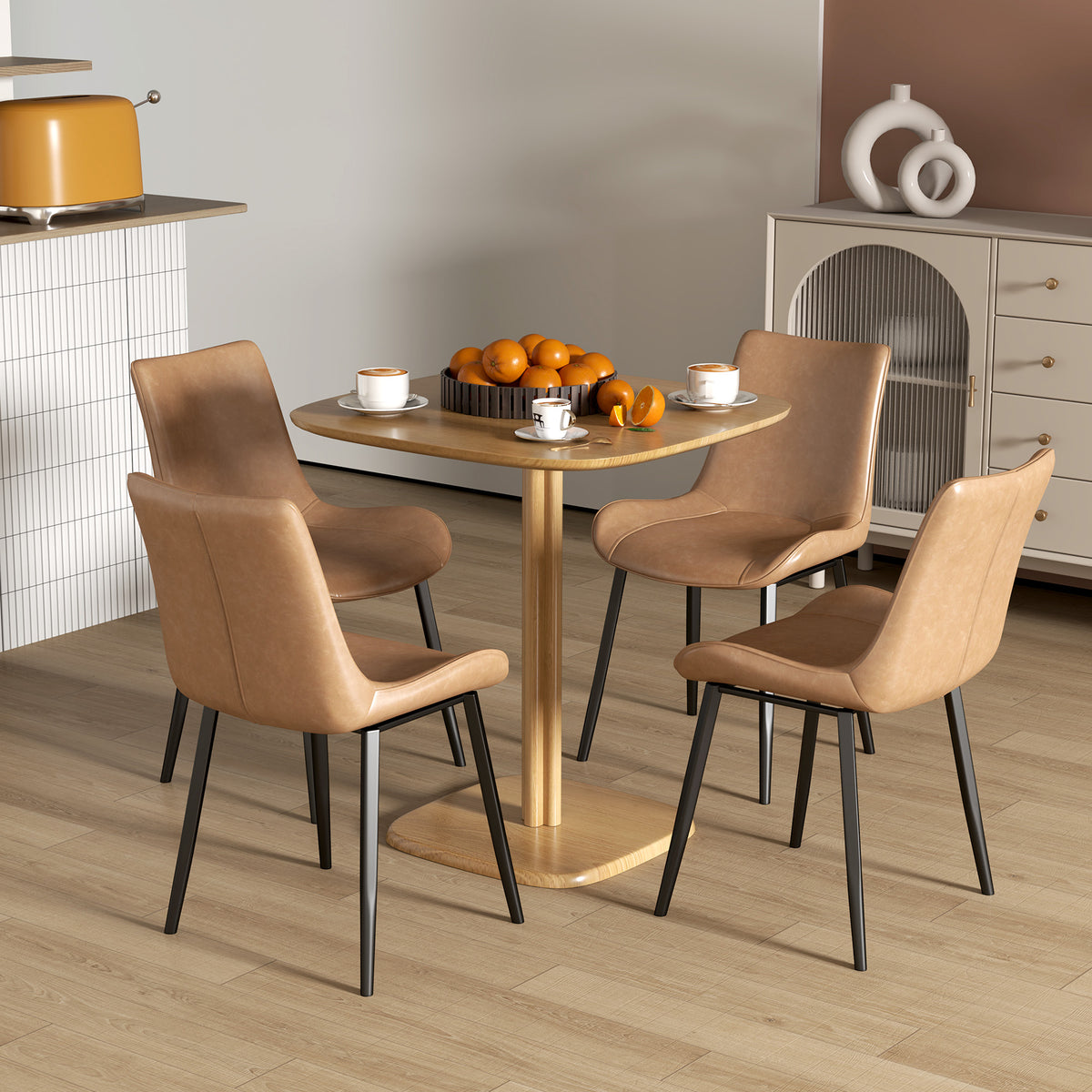 Eettafel, 70 x 70 cm keukentafel voor 4 personen van rubberwood voor keuken, eetkamer, natuur (2)