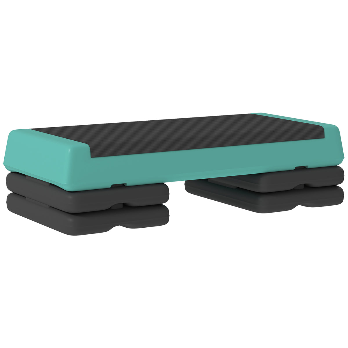 In hoogte verstelbare fitness-aerobics-step met 3 niveaus (10,5/15,5/20,5 cm), antislip groen