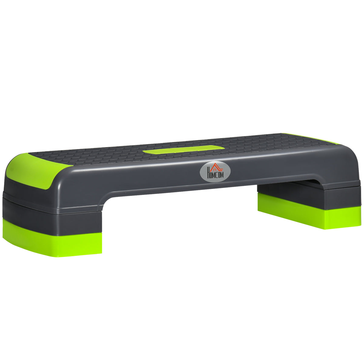 Aerobische step, 3-traps in hoogte verstelbaar, tot 150 kg, 78 x 28 x 20 cm, grijs/groen