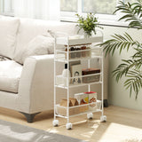 Keukenwagen van metaal, 3 manden, smal design, 4 wielen, voor keuken, woonkamer, badkamer, wit (9)