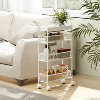 Keukenwagen van metaal, 3 manden, smal design, 4 wielen, voor keuken, woonkamer, badkamer, wit (9)