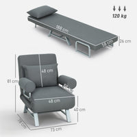 Slaapfauteuil, gestoffeerde fauteuil, ombouwbaar tot logeerbed, ergonomisch, donkergrijs (3)