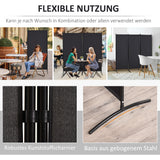 Ruimteverdeler, 3-delig privacyscherm, scheidingswand met metalen frame, zwart (6)