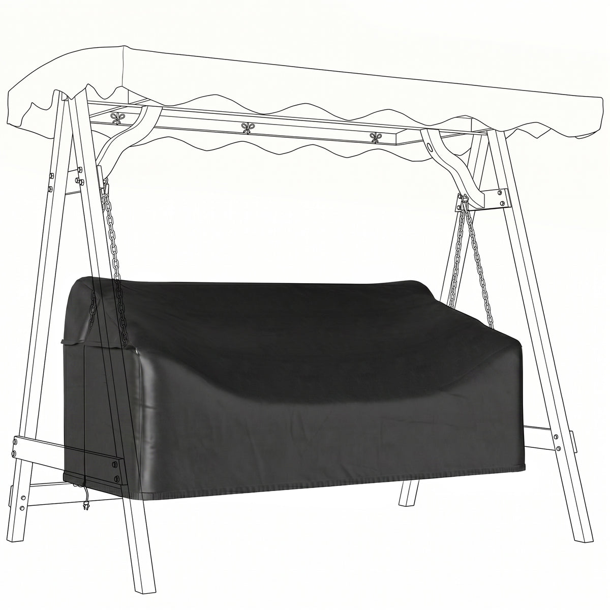 Hoes voor 3-zits tuinschommel, waterdichte beschermhoes, winddicht en uv-bestendig, 420D Oxford-stof