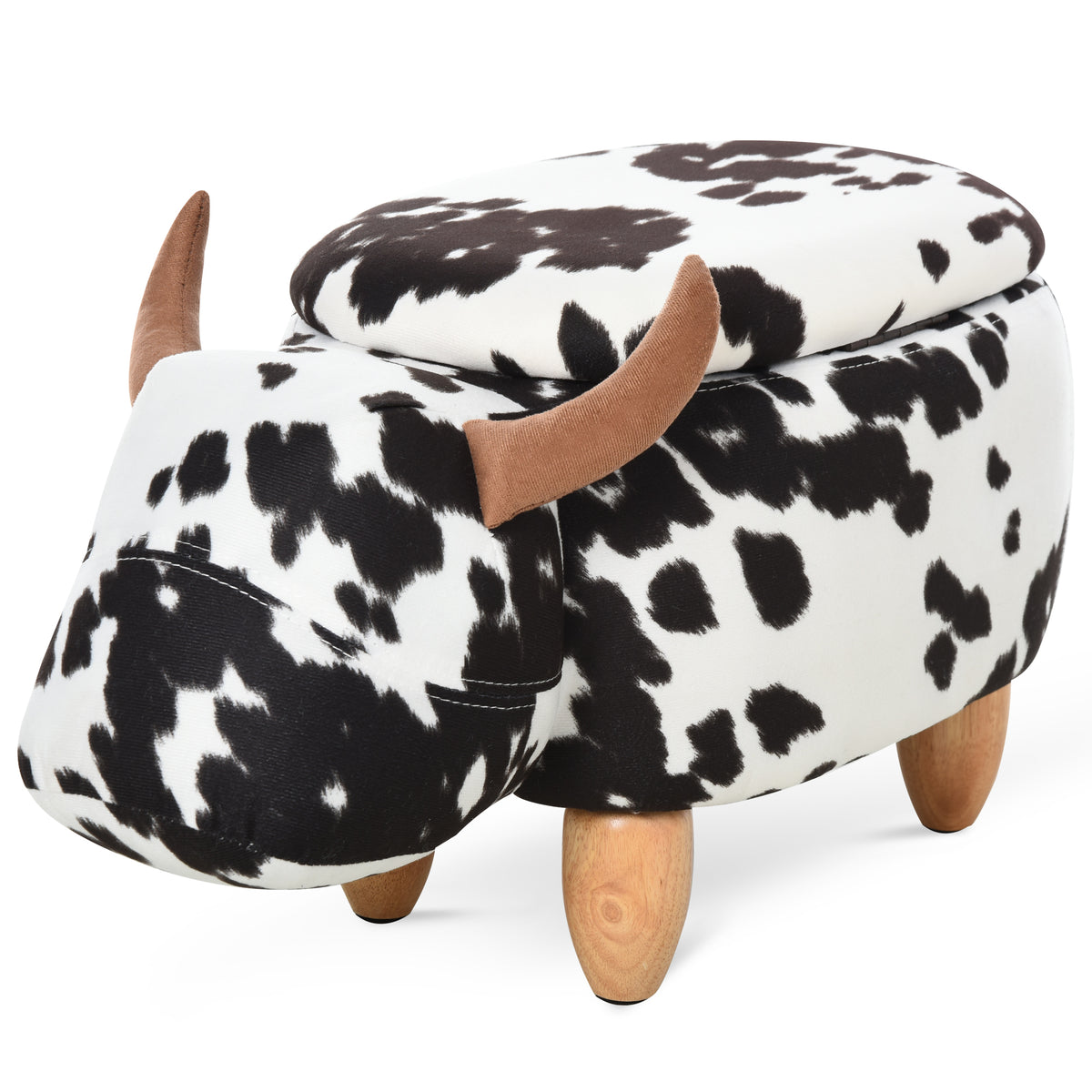 Dierenkruk, decoratieve kruk met opbergruimte, gestoffeerde kruk, zitkruk, zitbank met dierendesign, voor