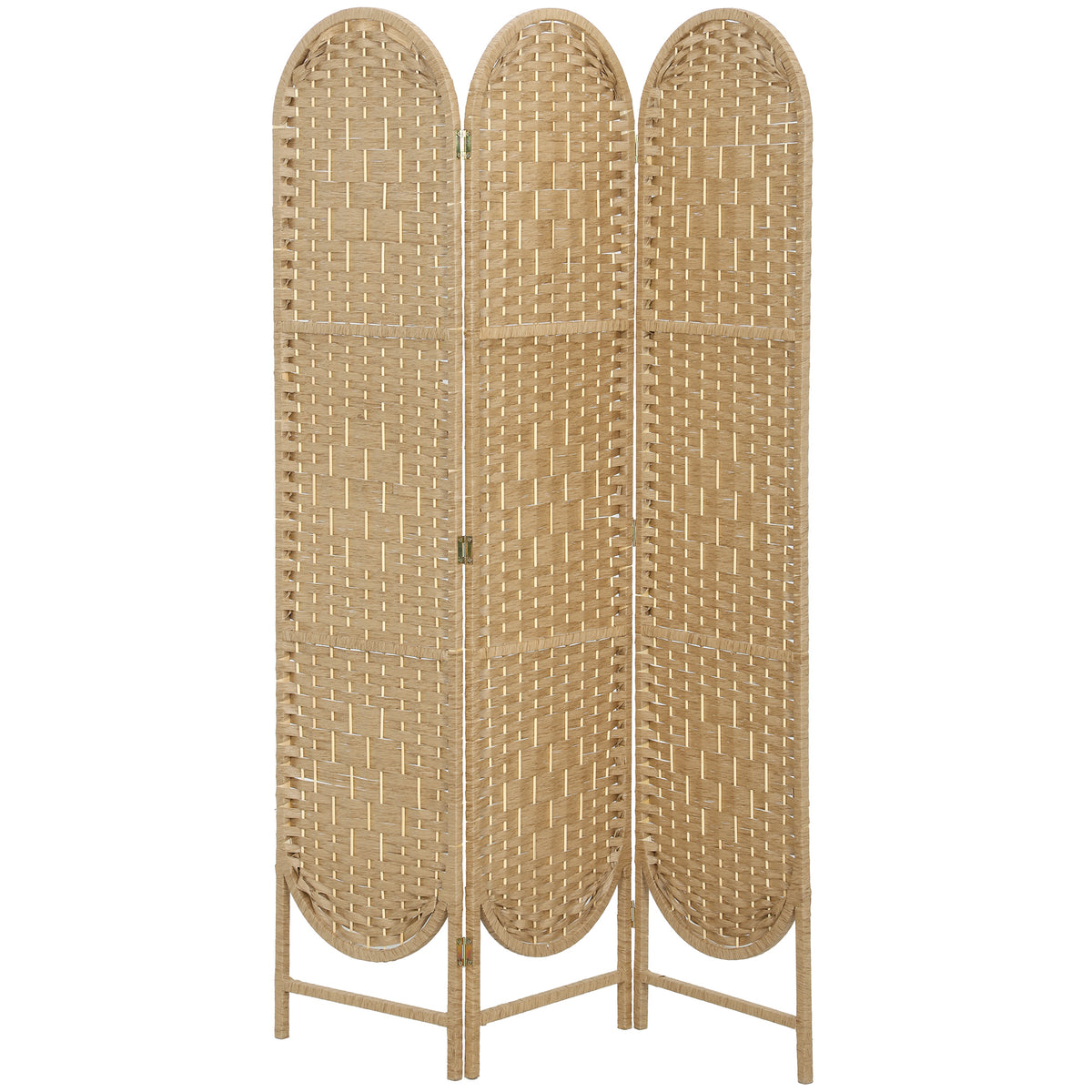 Paravent 3-delig 120 x 170 cm scheidingswand inklapbaar kamerscherm met boogdak naturel