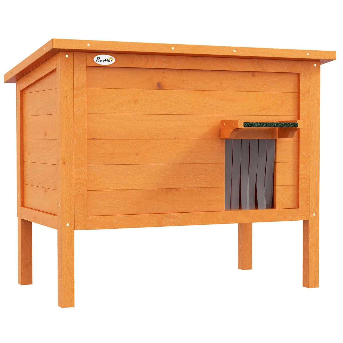 Kattenhuis buitenkattenhuis kattenhut, weerbestendig, 1 raam, 1 ingang, 85 x 50 x 68,5 cm, oranje+groen