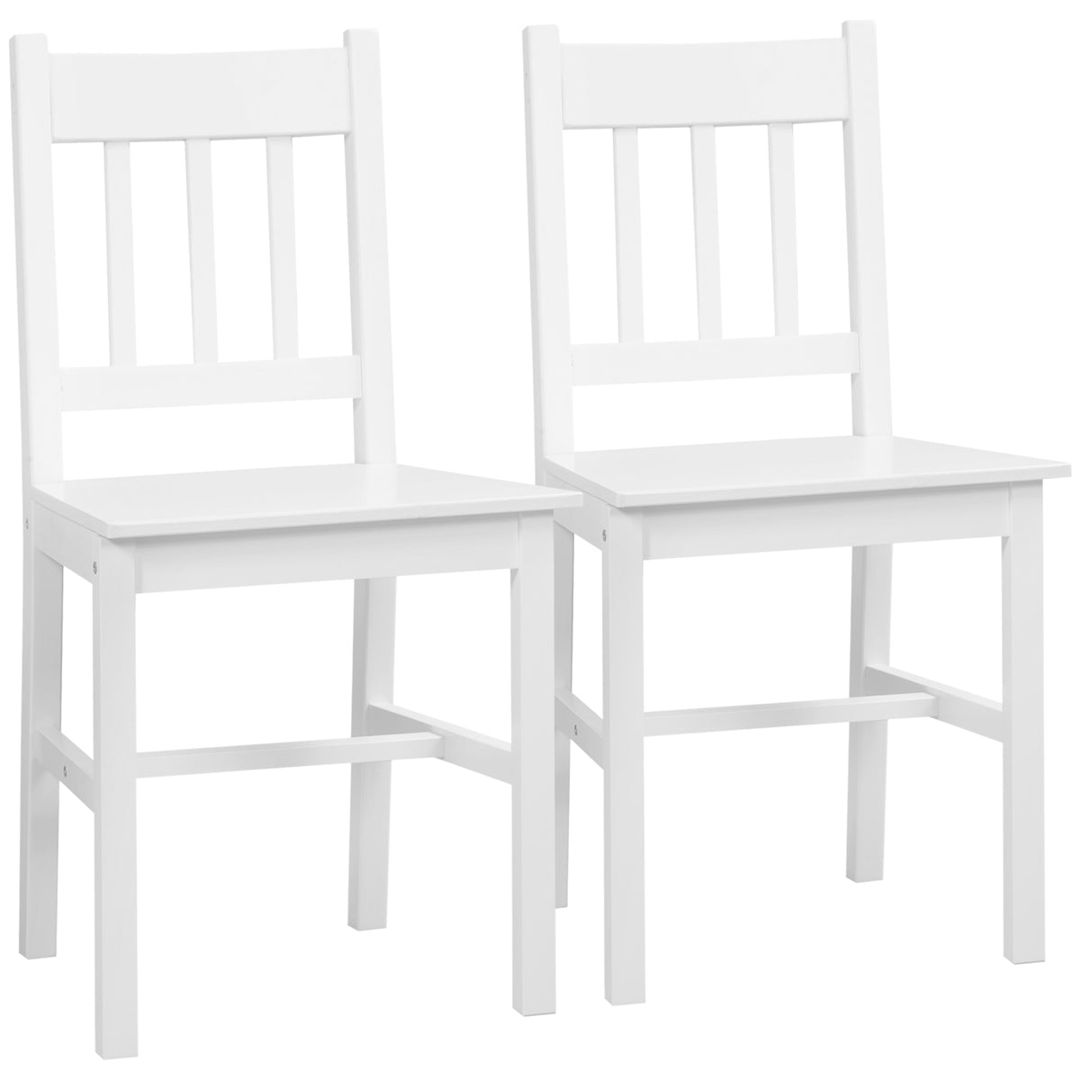 Set van 2 eetkamerstoelen keukenstoelen stoelen, massief hout, 41 cm x 46,5 cm x 85,5 cm, wit