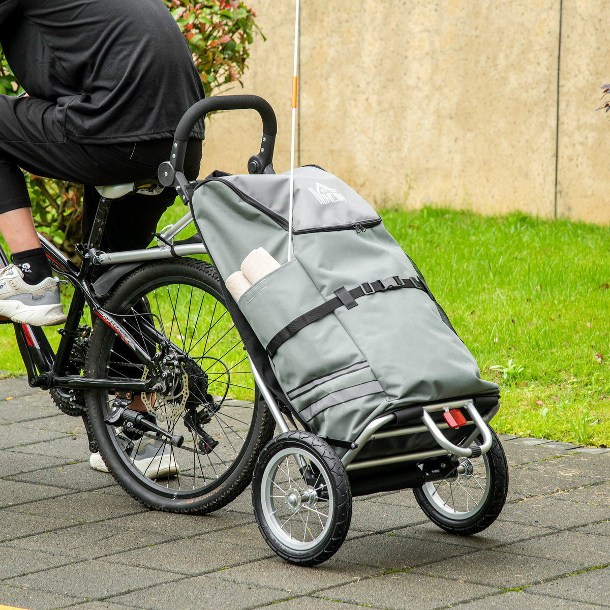 3-in-1 boodschappentrolley, winkelwagen, fietskar, steekwagen, 53 x 43 x 110 cm, grijs+zilver (2)
