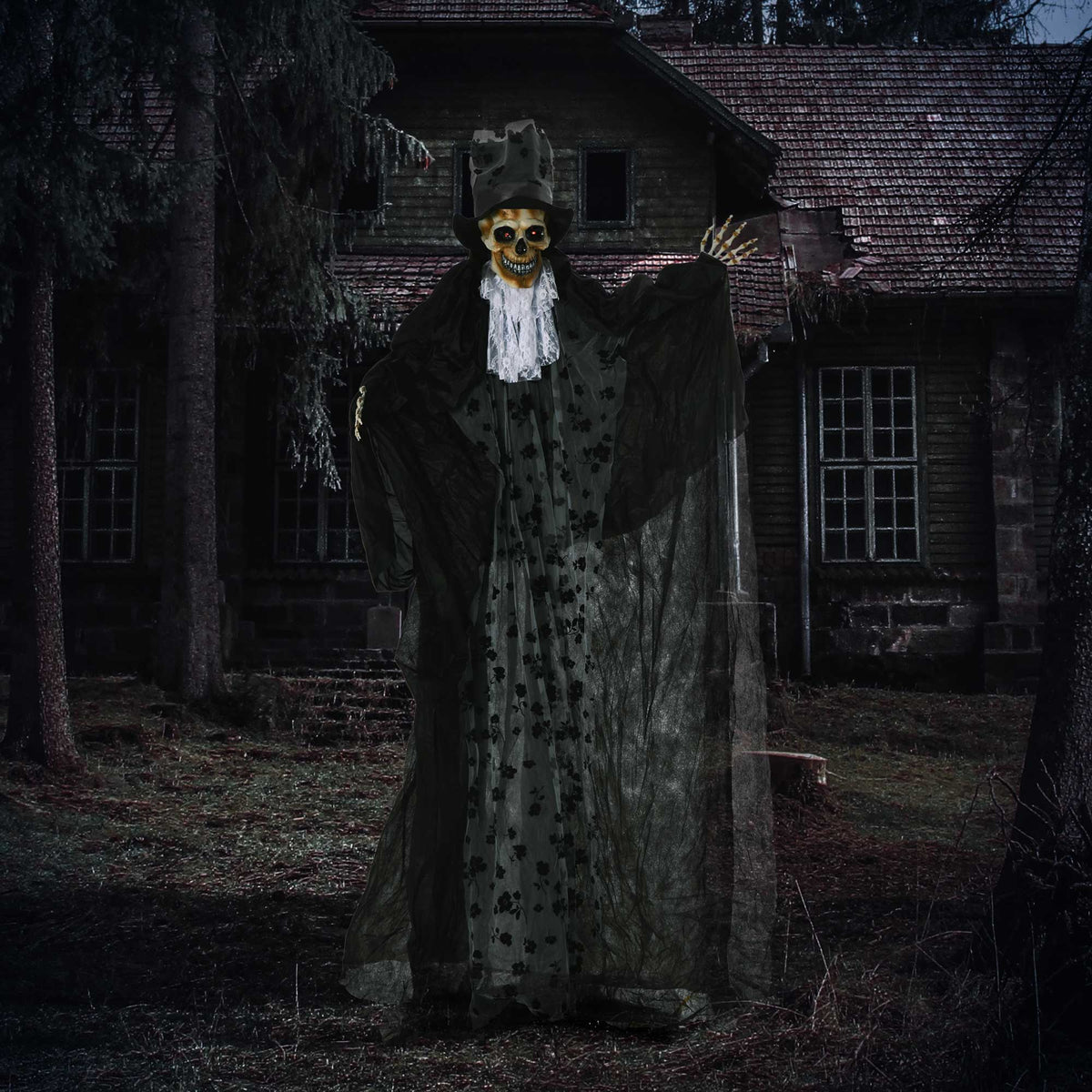 Halloween-decoratie geest bruidegom met special effects en geluidsfunctie 115 cm x 65 cm x 189 cm (2)