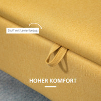 Zitbank, opbergbank, gestoffeerde bank, linnenlook, tot 150kg, 101x38,5x44,5 cm, geel (6)