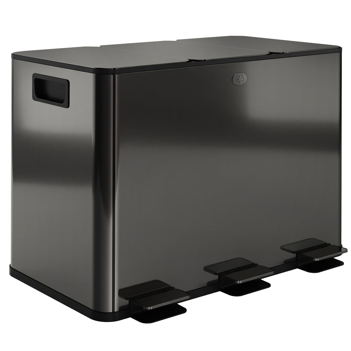 Afvalemmer met 3 x 20 L vakken, geurneutraliserend deksel, vingerafdrukbestendig, soft-close, uitneembaar, zwart