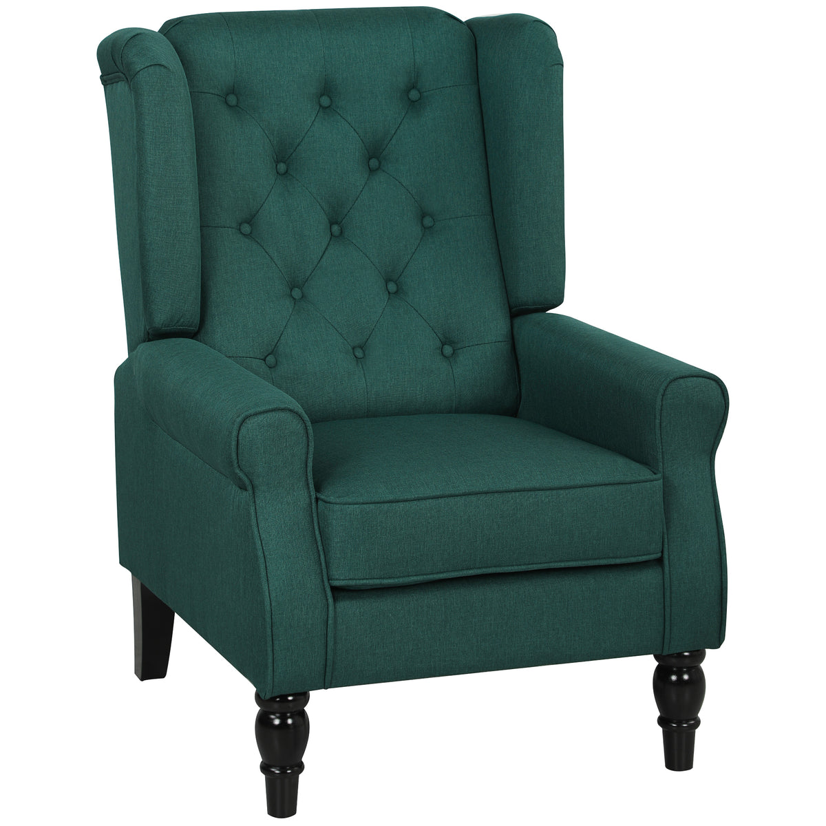 Elegante oorfauteuil, dik gestoffeerd, afneembare hoes, 74 x 86 x 102 cm, donkergroen
