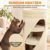 Krabton 75 cm hoog Ø 35 cm 4-traps kattenton met 3 holen, afneembaar wasbaar pluche bed sisal-kraboppervlak (5)