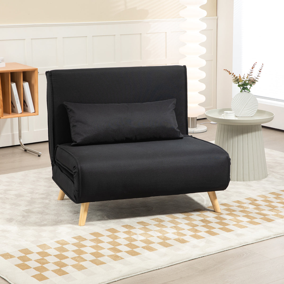 Relaxfauteuil met slaapfunctie, voor 1 persoon, modern design, tot 120 kg, 94x78x80 cm, zwart (2)