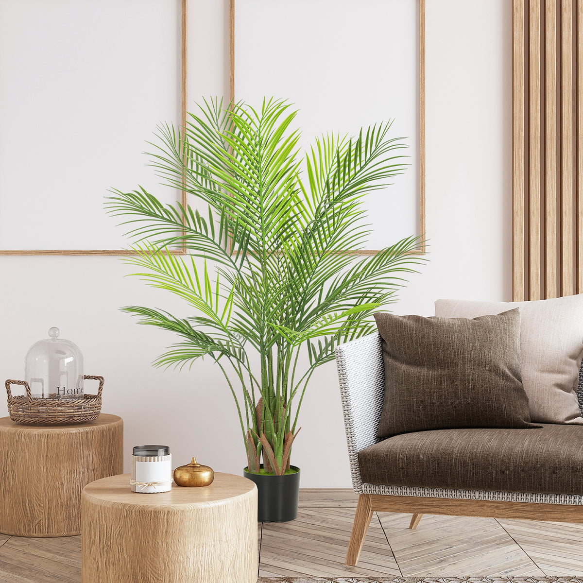 Kunstmatige palm groot 120cm kunstplant, plastic kunstplanten in pot voor woonkamer kantoor (2)