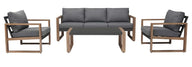 Gartenmöbelset DUISBURG Sofa Sessel Tisch ANTHRAZIT / BRAUN