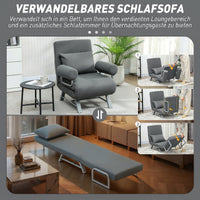 Slaapfauteuil, gestoffeerde fauteuil, ombouwbaar tot logeerbed, ergonomisch, donkergrijs (4)