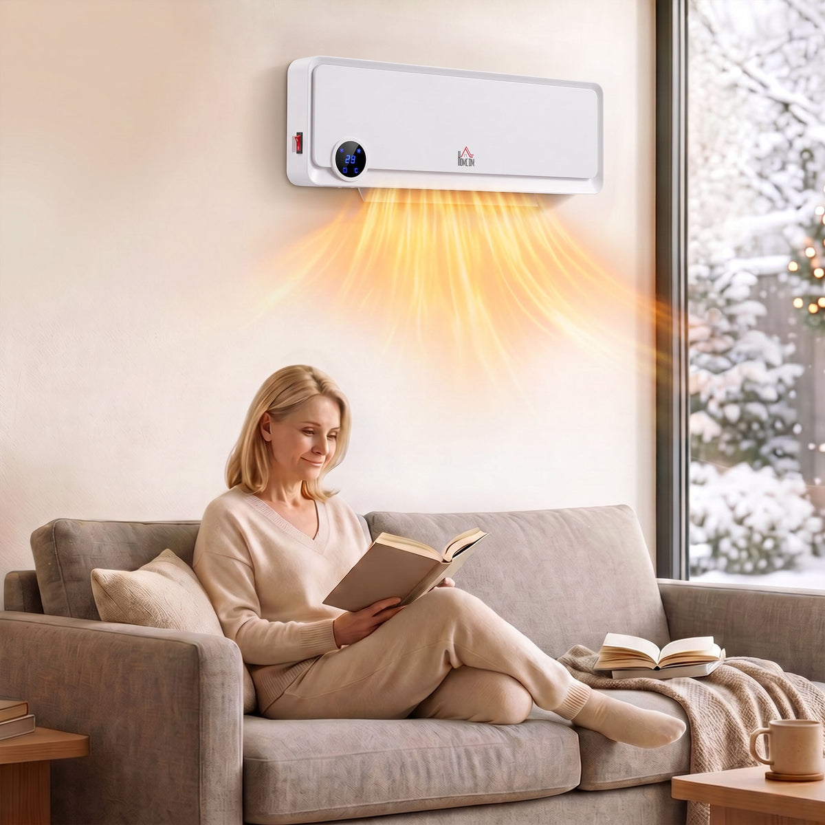 Wandverwarming 2000W met afstandsbediening, 3 bedrijfsmodi, led-display en 12-uurs timer (2)