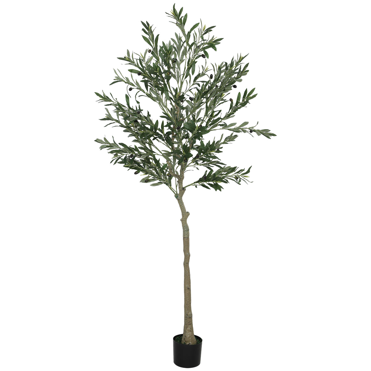 Kunstplant, kunstmatige olijfboom, 180 cm, 900 bladeren, 40 olijven, stabiele bloempot, decoratieplant, groen