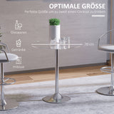 Ronde eettafel met glazen blad, metalen onderstel, zilverkleurig (5)