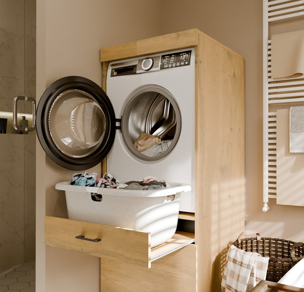 Badezimmerschrank für Waschmaschine oder Trockner POLA 2S EICHE ARTISAN 2 Schubladen – Produktabbildung 2