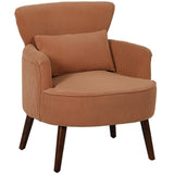 Moderne fauteuil, gestoffeerde accentstoel met lendenkussen, poten van rubberhout, oranje
