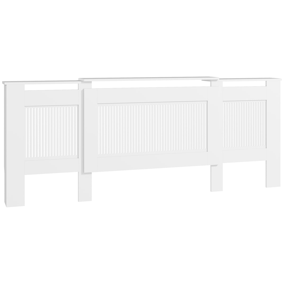 Radiatorombouw, lattenontwerp, verstelbare lengte 125-201 cm, MDF, wit