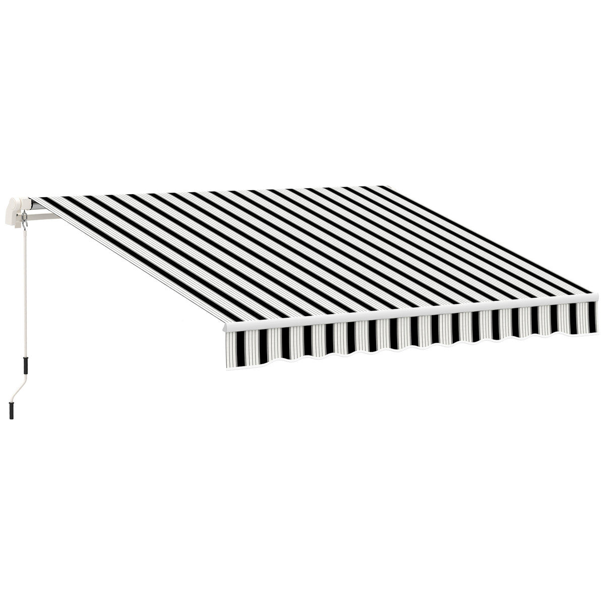 Markies, zonwering, inklapbaar, met handslinger, metalen frame, polyester, blauw+wit, 3,95 x 2,45 x 3,50 m