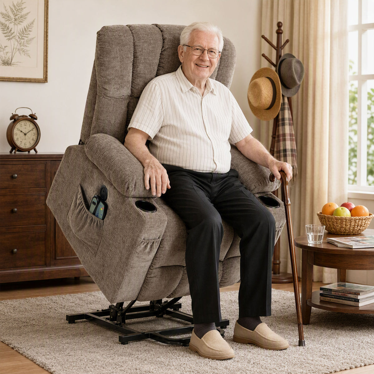 Televisiefauteuil met sta-op-hulp, elektrische relaxfauteuil met massage & warmte, ligfunctie, USB-aansluitingen (2)