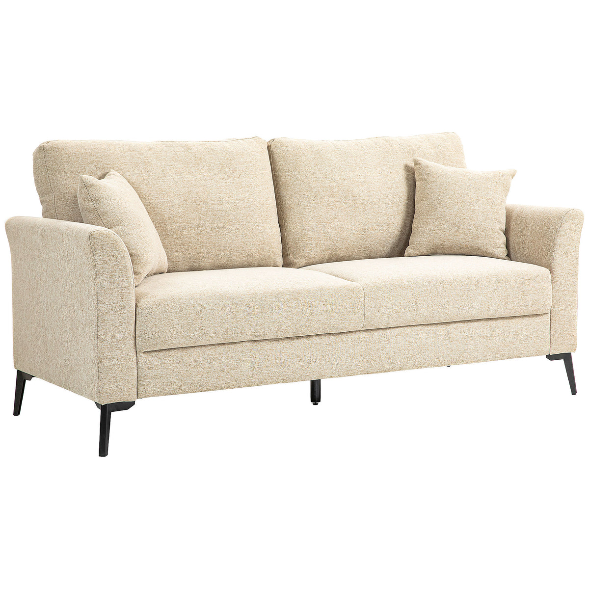 2-zitsbank met linnenlook, dikke bekleding, tot 360 kg, 179 x 80 x 89 cm, beige