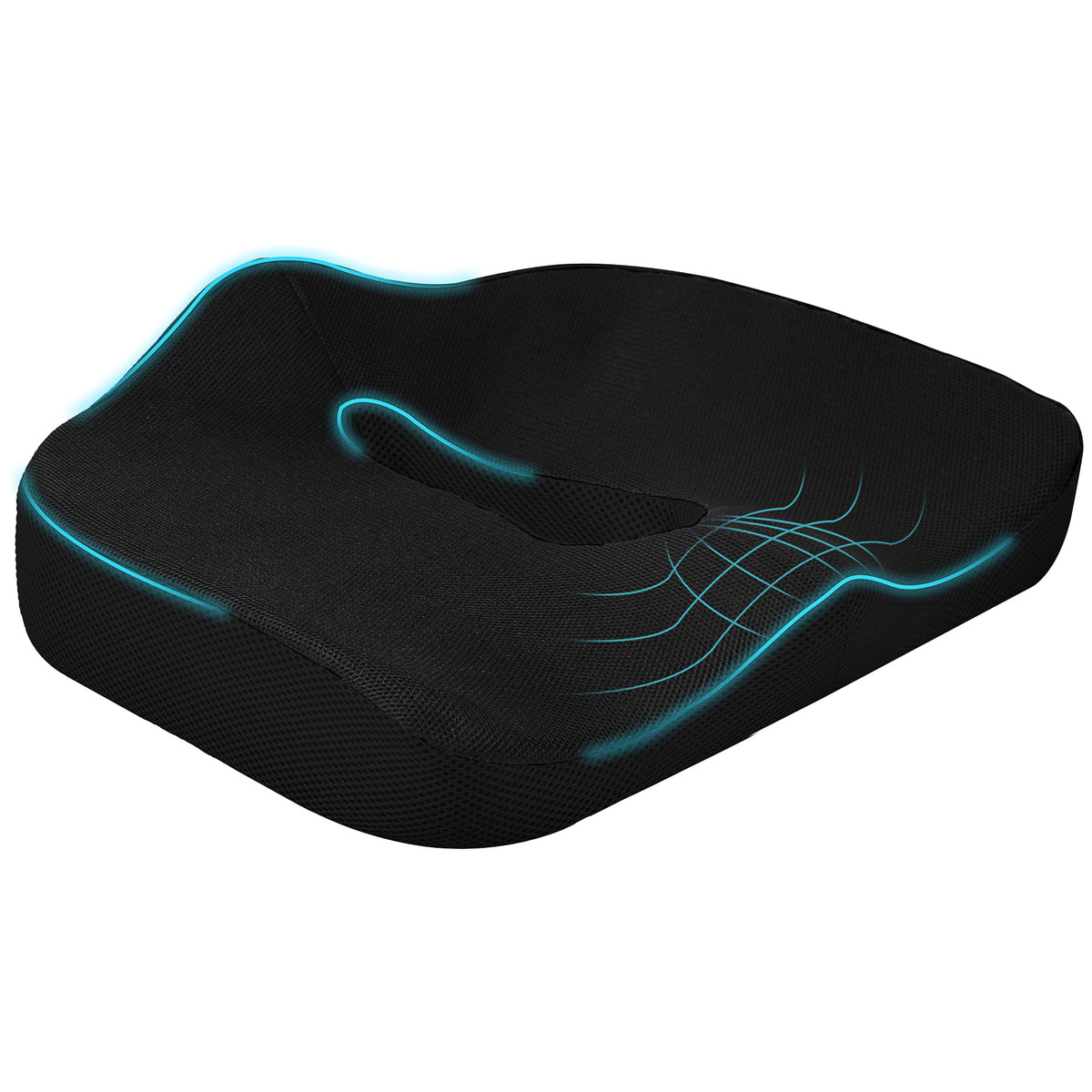 Zitkussen, ergonomisch, ademende hoes, antislip, 44x39x13 cm, zwart