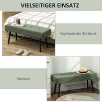 Gestoffeerde bank met ribfluwelen bekleding, bedbank met metalen poten, schoenenbank 100 x 36 x 45 cm groen (6)