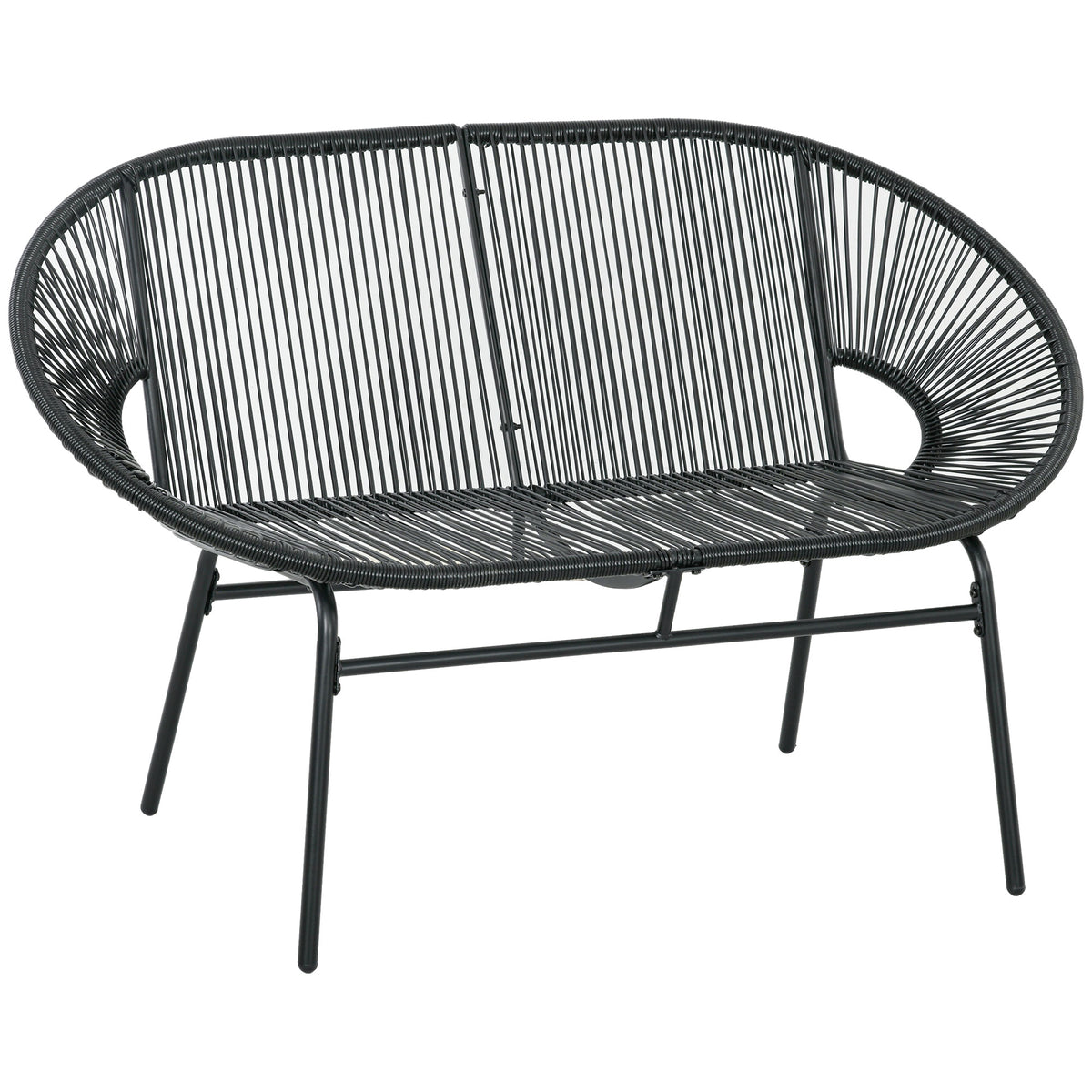 Rattan relaxfauteuil in boho-stijl, 132 cm x 72 cm x 83 cm, zwart