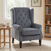 Oorfauteuil relaxfauteuil fauteuil, vintage design, knoopstiksel, gedraaide poten, 74 cm x 86 cm x 102 cm, grijs (2)