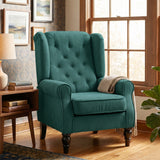 Elegante oorfauteuil, dik gestoffeerd, afneembare hoes, 74 x 86 x 102 cm, donkergroen (8)