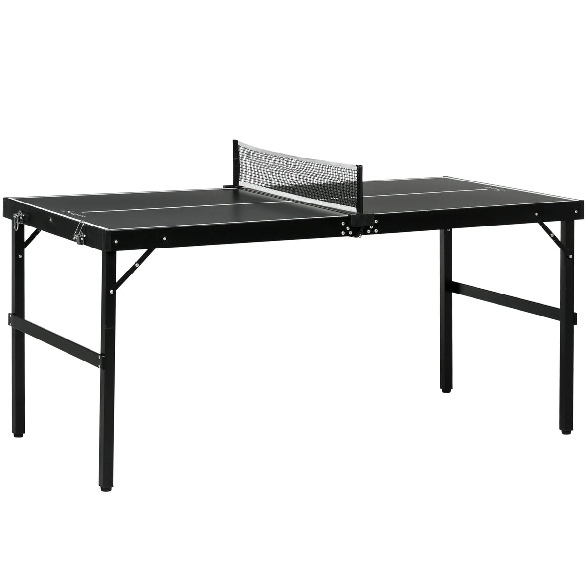 Tafeltennisset, inklapbaar, slot en handvat, aluminium frame, 152x76x72 cm, zwart