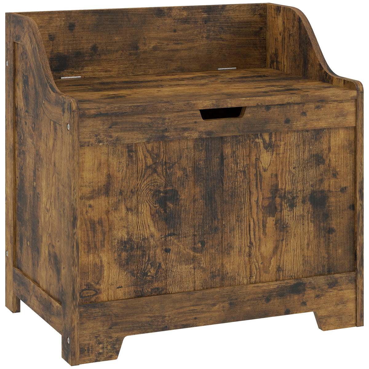 Opbergkist met veiligheidsscharnier, houten kist met handgreep voor woonkamer & hal, rustiek bruin