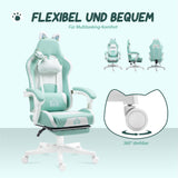 Gaming-stoel met kattenoortjes, kantelbare rugleuning, uitschuifbare voetensteun, belastbaar tot 120 kg (7)