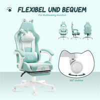 Gaming-stoel met kattenoortjes, kantelbare rugleuning, uitschuifbare voetensteun, belastbaar tot 120 kg (7)