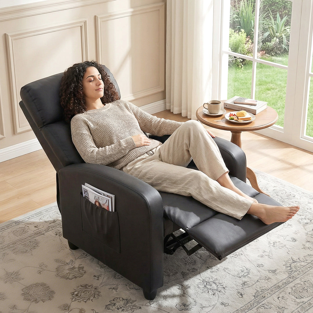 Relaxfauteuil televisiezetel met vibratiemassage, ligfunctie, 2 massagepunten, afstandsbediening, 68 x 88 x 98 (2)