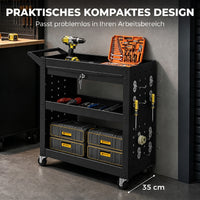 Gereedschapswagen met vergrendelbare wielen, rijdende werkplaatswagen met 3 niveaus, lade en geperforeerde (7)