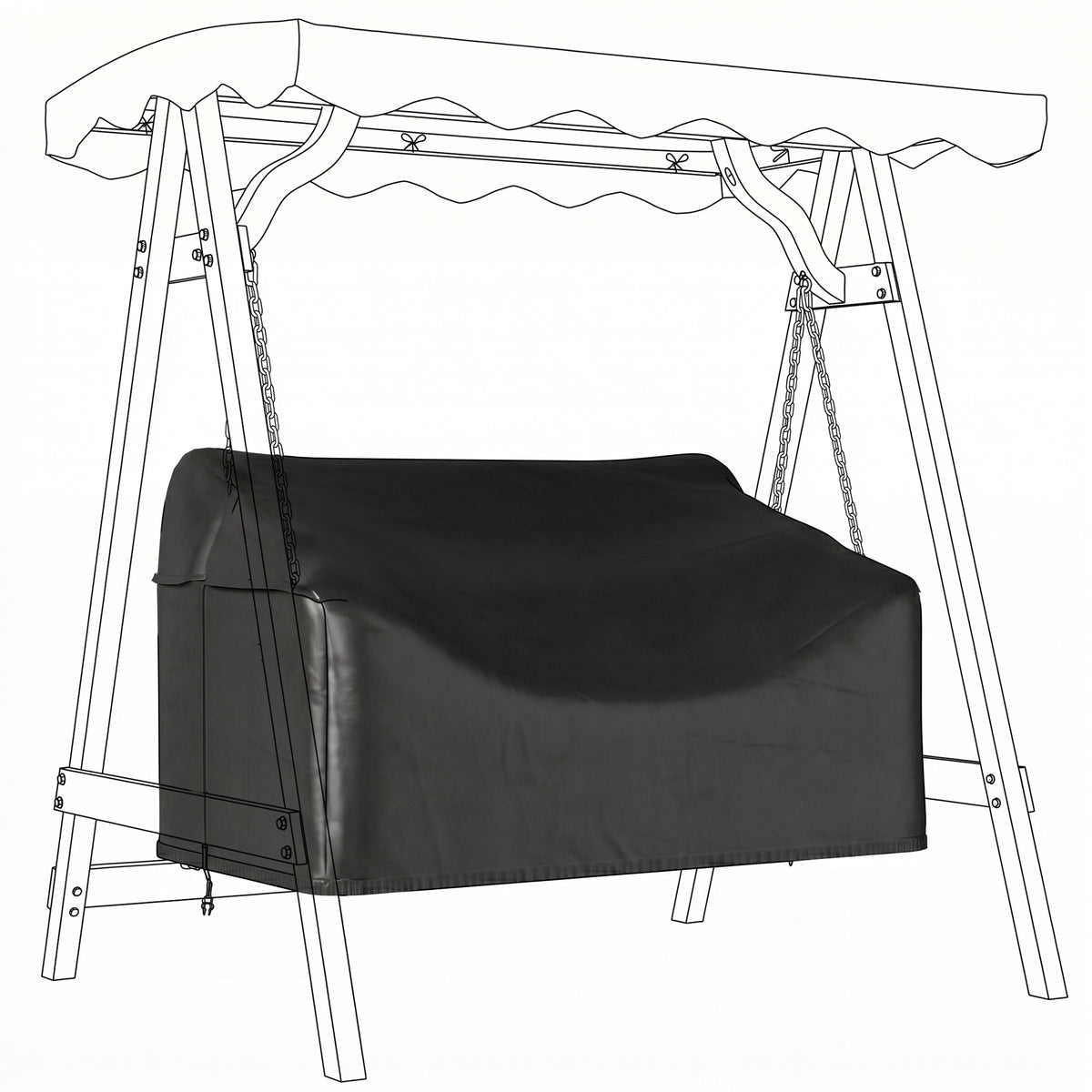 Hoes voor 2-persoons tuinbank, waterdichte beschermhoes, winddicht en uv-bestendig, 420D Oxford-stof