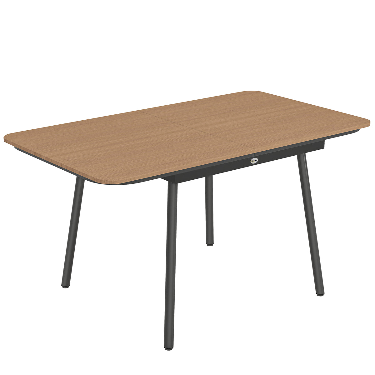 Tuintafel 140 x 80 cm voor 6 personen roestbestendige outdoor eettafel met WPC-tafelblad Verstelbare poten, teak
