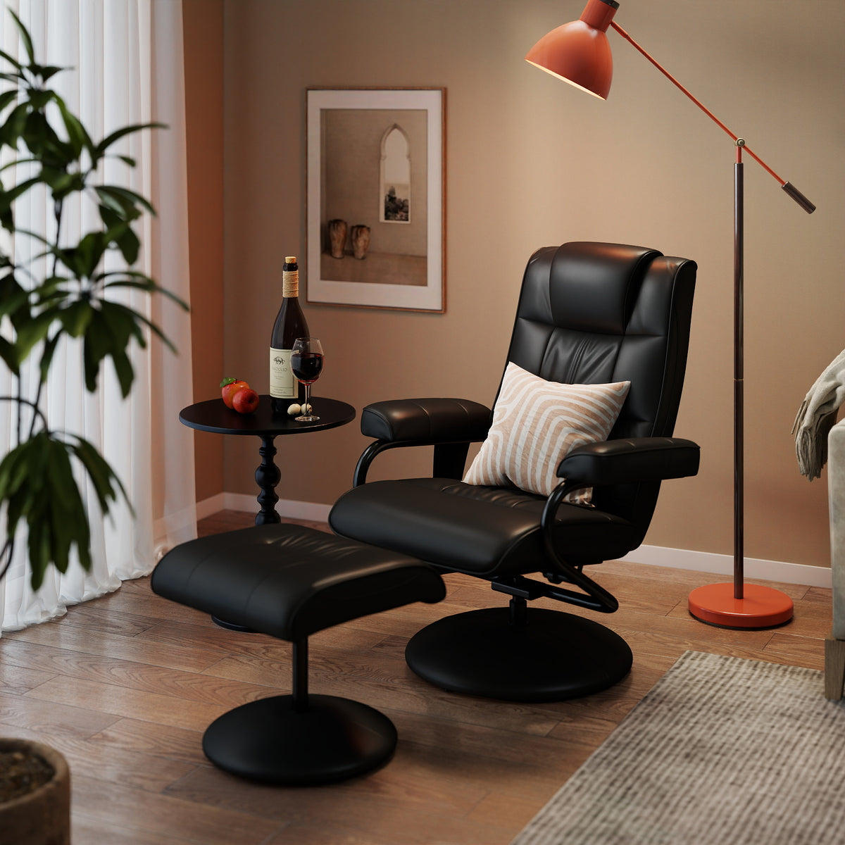 Massagestoel met voetenbank, draaibare relaxfauteuil met massagefunctie, elektrische tv-fauteuil met ligfunctie (2)