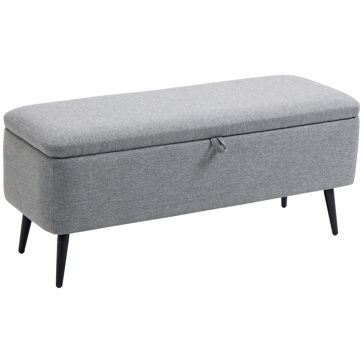 Opbergbank, zitkist, gestoffeerd bankje, linnenlook, tot 150 kg, 101x38,5x44,5 cm, grijs