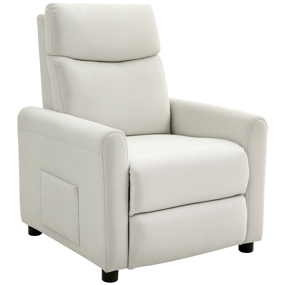Relaxfauteuil tv-fauteuil met ligfunctie, tv-stoel met pocketvering, voetensteun, stof in linnenlook, crème-wit