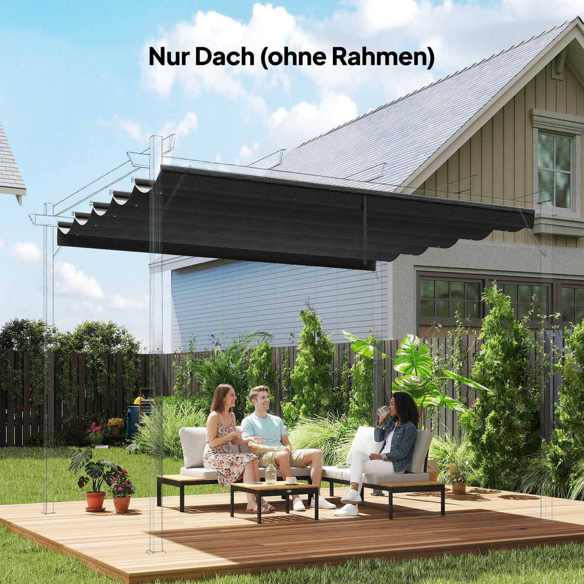 Vervangend doek voor 3x3m partytenten, met waterafvoergaten, 2,50 x 2,55 m, donkergrijs (2)