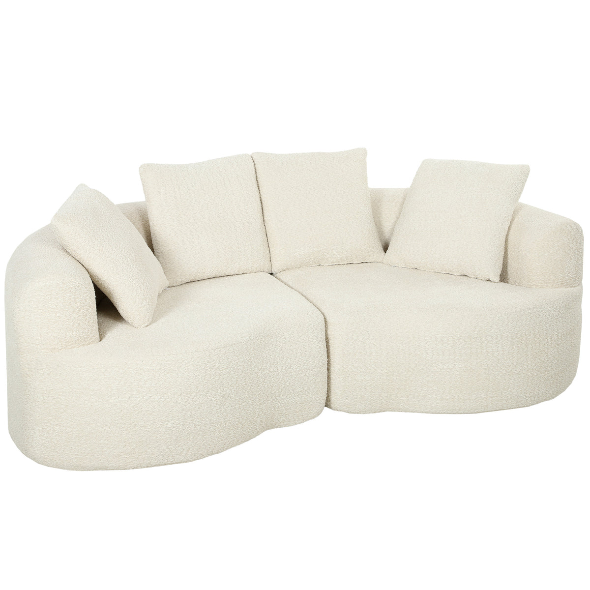 3-zitsbank 207 cm Cloud-bank met chenille-look, 4 sierkussens voor slaapkamer, montage zonder gereedschap