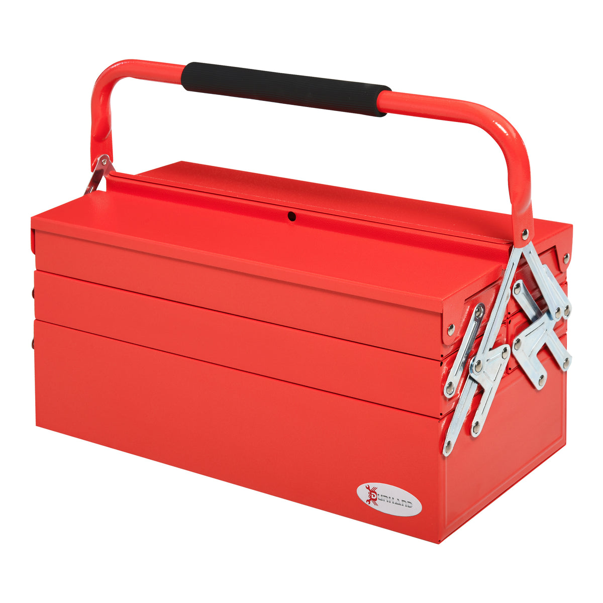 Gereedschapskist gereedschapskoffer met 5 vakken 45 x 20 x 34,5cm staal rood